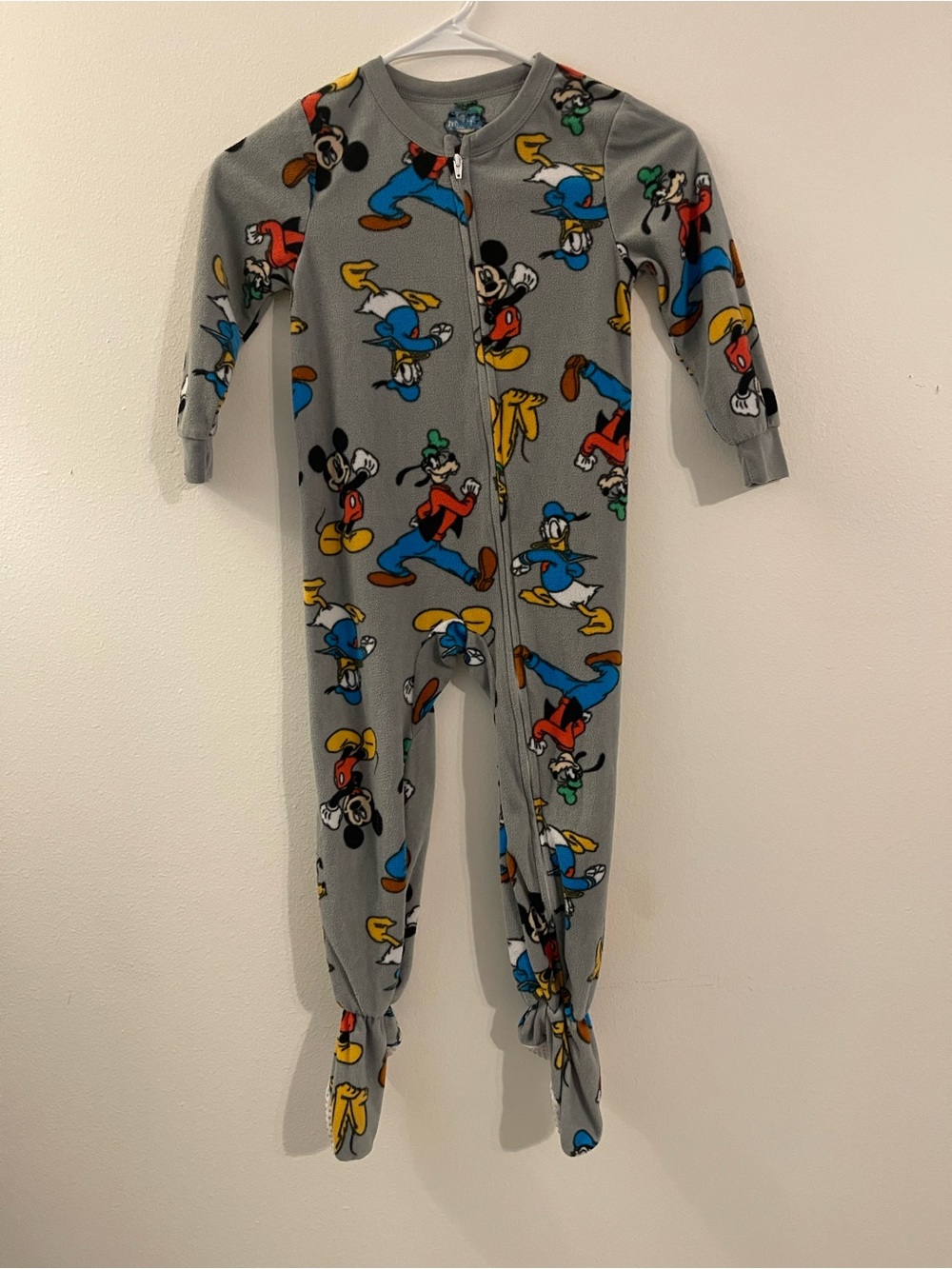 Disney Gray Footed One-Piece Pajamas with Mickey, Donald & Goofy